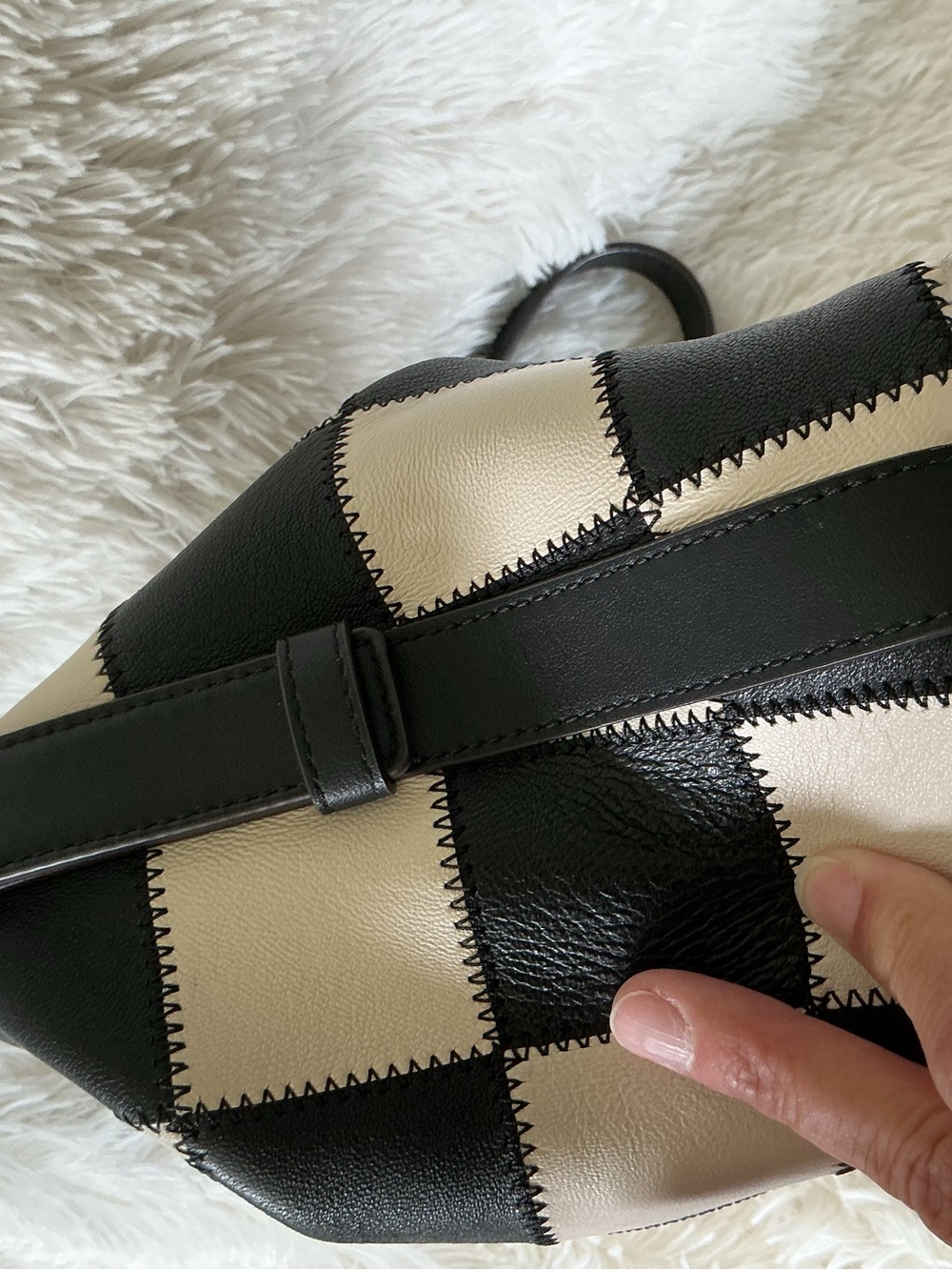 Coachtopia Checker Leather Shoulder Bag in Black and White - Picture 5 of 9